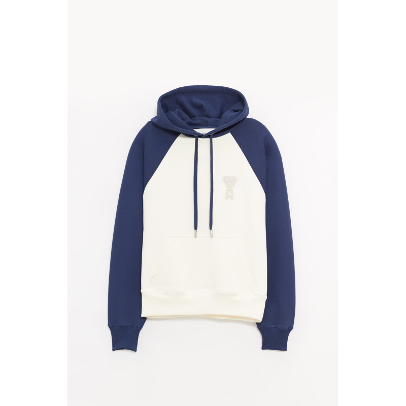 AMI BLANC CREME ENCRE BOXY FIT HOODIE